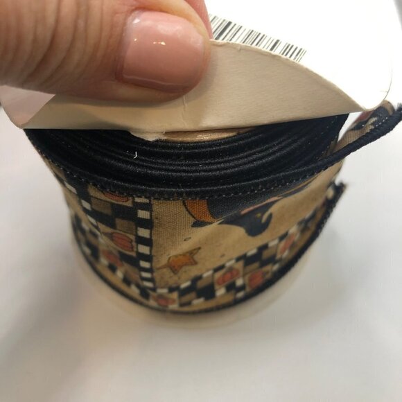VINTAGE Halloween Crafting Ribbon Lot of 4 Wide Cat Spiderweb Witch Foil  NWT - Picture 7 of 12